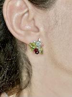 Brincos Flora Verde Maçã/ Vermelho/ Bordeaux